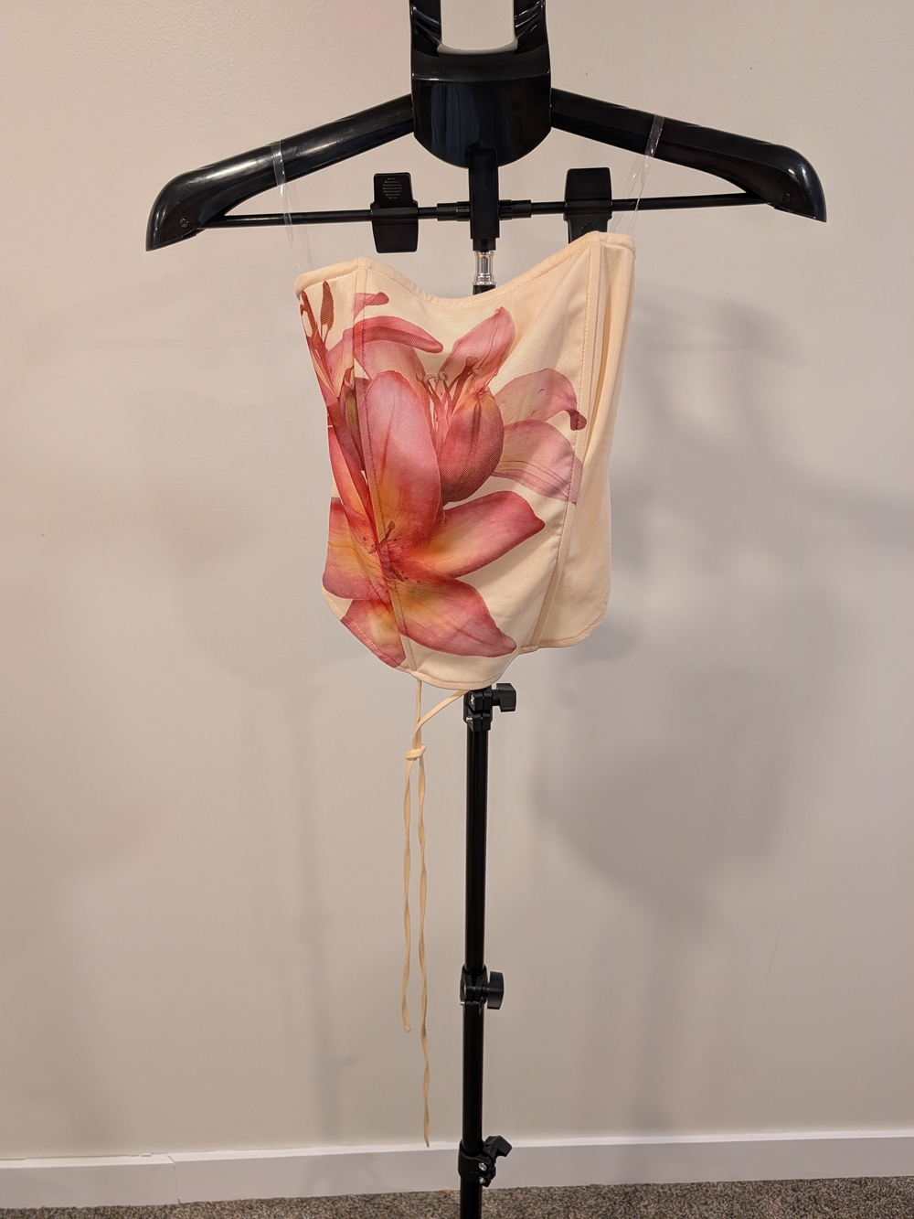 Windsor Cream Corset Top with Pink Floral Print